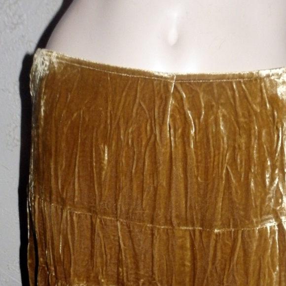 Cache Gold Ceushed Velvet Tier Skirt Size 4 - Picture 6 of 6